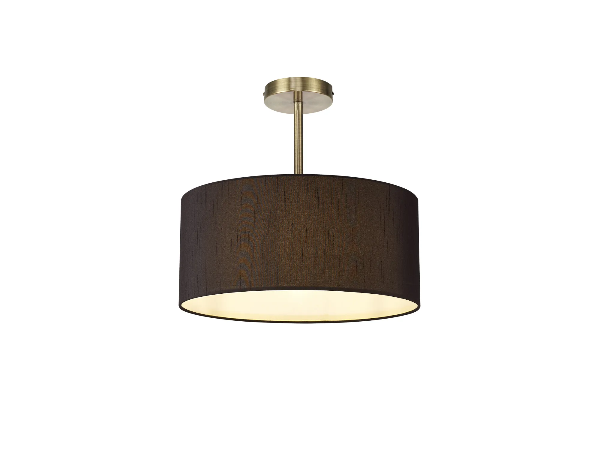 DK0173  Baymont 40cm Semi Flush 1 Light Antique Brass; Black